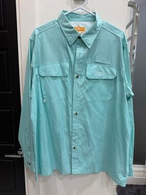 Columbia Men’s Long-Sleeve Button-Down Shirt - Aqua